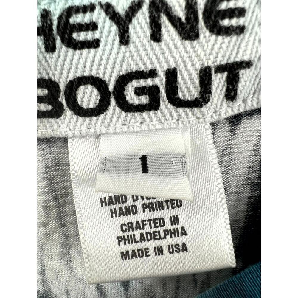 Heyne Bogut Women's Blue Abstract Print Scoop Neck Long Sleeve T-Shirt Size 1 - Picture 3 of 10